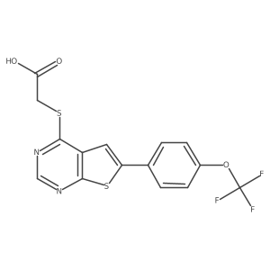 2-({6-[4-(Trifluoromethoxy)phenyl]thieno[2,3-d]pyrimidin-4-yl}sulfanyl)aceticacid Structure