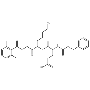 (S)-5-(((S)-7-Amino-1-((2,6-dimethylbenzoyl)oxy)-2-oxoheptan-3-yl)amino)-4-(((benzyloxy)carbonyl)amino)-5-oxopentanoic acid结构式