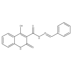 1,2-Dihydro-4-hydroxy-2-oxo-3-quinolinecarboxylic acid 2-(phenylmethylene)hydrazide结构式