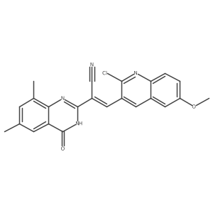 (E)-3-(2-Chloro-6-methoxyquinolin-3-yl)-2-(6,8-dimethyl-4-oxo-3H-quinazolin-2-yl)prop-2-enenitrile Structure