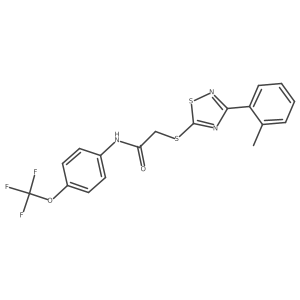2-((3-(o-tolyl)-1,2,4-thiadiazol-5-yl)thio)-N-(4-(trifluoromethoxy)phenyl)acetamide结构式