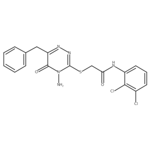 2-[(4-amino-6-benzyl-5-oxo-4,5-dihydro-1,2,4-triazin-3-yl)sulfanyl]-N-(2,3-dichlorophenyl)acetamide结构式