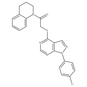 2-[1-(4-chlorophenyl)pyrazolo[3,4-d]pyrimidin-4-yl]sulfanyl-1-(3,4-dihydro-2H-quinolin-1-yl)ethanone Structure