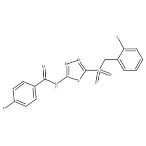 4-fluoro-N-[(2E)-5-[(2-fluorobenzyl)sulfonyl]-1,3,4-thiadiazol-2(3H)-ylidene]benzamide结构式
