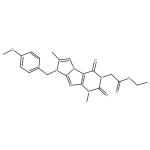 ethyl 2-(8-(4-methoxybenzyl)-1,7-dimethyl-2,4-dioxo-1H-imidazo[2,1-f]purin-3(2H,4H,8H)-yl)acetate结构式