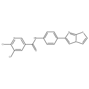 5,6-dichloro-N-(4-{imidazo[2,1-b][1,3]thiazol-6-yl}phenyl)pyridine-3-carboxamide结构式
