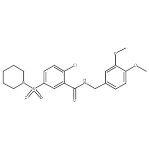 2-chloro-N-[(3,4-dimethoxyphenyl)methyl]-5-piperidin-1-ylsulfonylbenzamide Structure