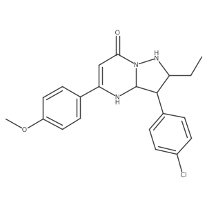 3-(4-chlorophenyl)-2-ethyl-5-(4-methoxyphenyl)-2,3,3a,4-tetrahydro-1H-pyrazolo[1,5-a]pyrimidin-7-one结构式