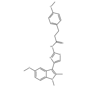 N-[(2E)-4-(5-methoxy-1,2-dimethyl-1H-indol-3-yl)-1,3-thiazol-2(3H)-ylidene]-3-(4-methoxyphenyl)propanamide结构式