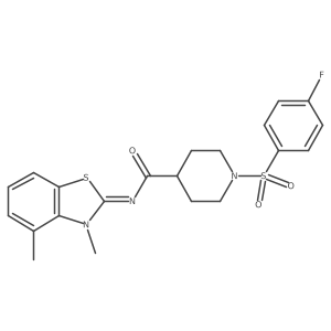 (E)-N-(3,4-dimethylbenzo[d]thiazol-2(3H)-ylidene)-1-((4-fluorophenyl)sulfonyl)piperidine-4-carboxamide结构式