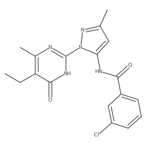 3-chloro-N-(1-(5-ethyl-4-methyl-6-oxo-1,6-dihydropyrimidin-2-yl)-3-methyl-1H-pyrazol-5-yl)benzamide Structure