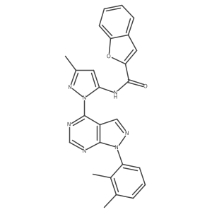 N-{1-[1-(2,3-dimethylphenyl)-1H-pyrazolo[3,4-d]pyrimidin-4-yl]-3-methyl-1H-pyrazol-5-yl}-1-benzofuran-2-carboxamide结构式