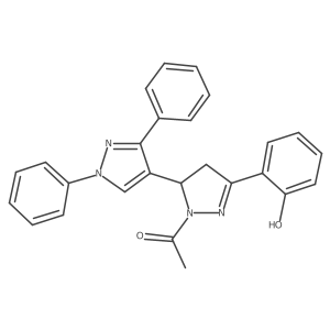 1-[5-(2-hydroxyphenyl)-1',3'-diphenyl-3,4-dihydro-1'H,2H-[3,4'-bipyrazole]-2-yl]ethan-1-one结构式