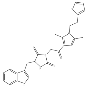 3-[2-[2,5-Dimethyl-1-[2-(2-thienyl)ethyl]-1H-pyrrol-3-yl]-2-oxoethyl]-5-(1H-indol-3-ylmethyl)-2,4-imidazolidinedione Structure