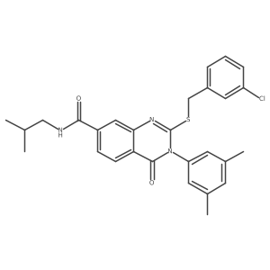 2-((3-chlorobenzyl)thio)-3-(3,5-dimethylphenyl)-N-isobutyl-4-oxo-3,4-dihydroquinazoline-7-carboxamide结构式