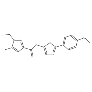 1-ethyl-N-[5-(4-methoxyphenyl)-1,3,4-oxadiazol-2-yl]-5-methyl-1H-pyrazole-3-carboxamide结构式