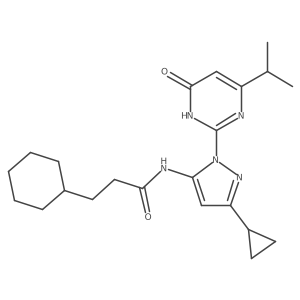 3-cyclohexyl-N-(3-cyclopropyl-1-(4-isopropyl-6-oxo-1,6-dihydropyrimidin-2-yl)-1H-pyrazol-5-yl)propanamide Structure