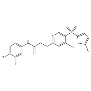 2-((4-amino-5-((5-chlorothiophen-2-yl)sulfonyl)pyrimidin-2-yl)thio)-N-(3,4-dichlorophenyl)acetamide结构式