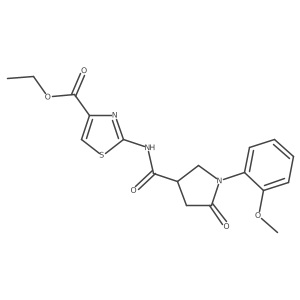 Ethyl 2-({[1-(2-methoxyphenyl)-5-oxopyrrolidin-3-yl]carbonyl}amino)-1,3-thiazole-4-carboxylate结构式