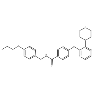 4-[(3-morpholin-4-ylpyrazin-2-yl)oxy]-N-(4-propoxybenzyl)benzamide结构式