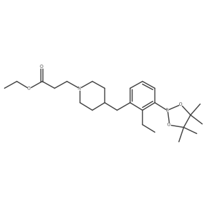 Ethyl 3-(4-{[2-ethyl-3-(4,4,5,5-tetramethyl-1,3,2-dioxaborolan-2-yl)phenyl]methyl}-1-piperidinyl)propanoate Structure