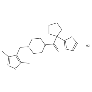 (4-((3,5-Dimethylisoxazol-4-yl)methyl)piperazin-1-yl)(1-(thiophen-2-yl)cyclopentyl)methanone hydrochloride Structure