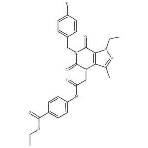 ethyl 4-(2-(1-ethyl-6-(4-fluorobenzyl)-3-methyl-5,7-dioxo-6,7-dihydro-1H-pyrazolo[4,3-d]pyrimidin-4(5H)-yl)acetamido)benzoate Structure