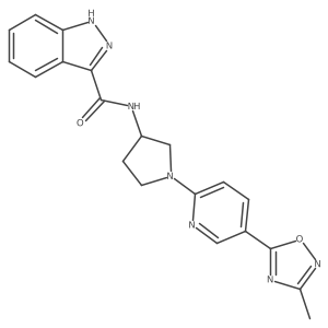 N-{1-[5-(3-methyl-1,2,4-oxadiazol-5-yl)pyridin-2-yl]pyrrolidin-3-yl}-1H-indazole-3-carboxamide结构式