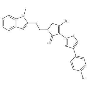 4-[4-(4-bromophenyl)-1,3-thiazol-2-yl]-5-imino-1-[2-(1-methyl-1H-benzimidazol-2-yl)ethyl]-2,5-dihydro-1H-pyrrol-3-ol结构式