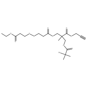 Prop-2-yn-1-yl 3-((2-bromo-2-methylpropanoyl)oxy)-2-(((3-((3-ethoxy-3-oxopropyl)disulfanyl)propanoyl)oxy)methyl)-2-methylpropanoate结构式
