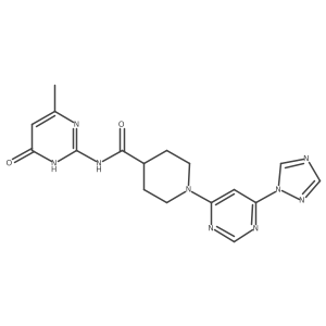 1-(6-(1H-1,2,4-triazol-1-yl)pyrimidin-4-yl)-N-(4-hydroxy-6-methylpyrimidin-2-yl)piperidine-4-carboxamide Structure