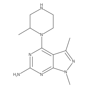 1,3-Dimethyl-4-(2-methylpiperazin-1-yl)-1H-pyrazolo[3,4-d]pyrimidin-6-amine结构式