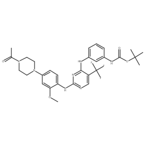 Tert-butyl (3-((2-((4-(4-acetylpiperazin-1-yl)-2-methoxyphenyl)amino)-5-(trifluoromethyl)pyrimidin-4-yl)amino)phenyl)carbamate结构式
