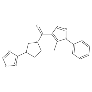 (3-(1,2,4-oxadiazol-3-yl)pyrrolidin-1-yl)(5-methyl-1-phenyl-1H-pyrazol-4-yl)methanone结构式