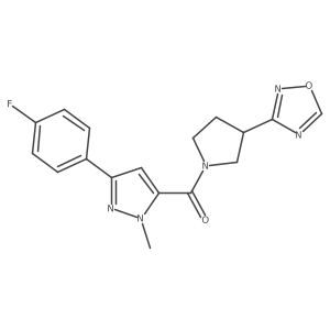 (3-(1,2,4-oxadiazol-3-yl)pyrrolidin-1-yl)(3-(4-fluorophenyl)-1-methyl-1H-pyrazol-5-yl)methanone结构式