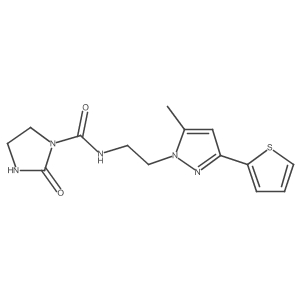 N-(2-(5-methyl-3-(thiophen-2-yl)-1H-pyrazol-1-yl)ethyl)-2-oxoimidazolidine-1-carboxamide Structure