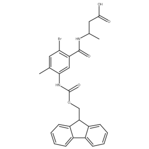 (3S)-3-{[2-bromo-5-({[(9H-fluoren-9-yl)methoxy]carbonyl}amino)-4-methylphenyl]formamido}butanoic acid结构式