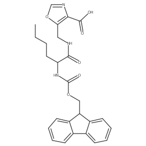 5-{[(2S)-2-({[(9H-fluoren-9-yl)methoxy]carbonyl}amino)hexanamido]methyl}-1,3-oxazole-4-carboxylic acid结构式