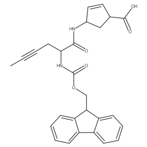 4-[2-({[(9H-fluoren-9-yl)methoxy]carbonyl}amino)hex-4-ynamido]cyclopent-2-ene-1-carboxylic acid结构式