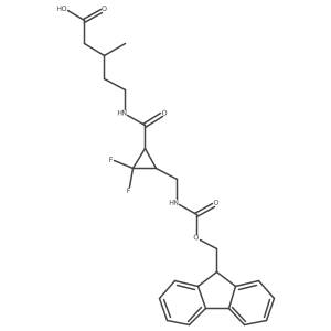 5-({3-[({[(9H-fluoren-9-yl)methoxy]carbonyl}amino)methyl]-2,2-difluorocyclopropyl}formamido)-3-methylpentanoic acid Structure