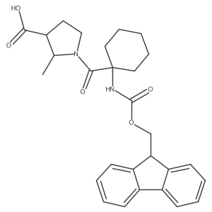1-[1-({[(9H-fluoren-9-yl)methoxy]carbonyl}amino)cyclohexanecarbonyl]-2-methylpyrrolidine-3-carboxylic acid结构式