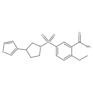 2-Methoxy-5-((3-(thiophen-3-yl)pyrrolidin-1-yl)sulfonyl)benzamide Structure