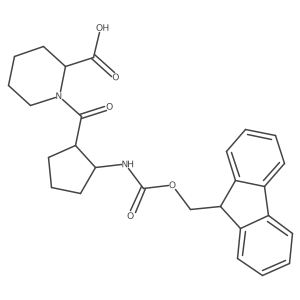 rac-1-[(1R,2S)-2-({[(9H-fluoren-9-yl)methoxy]carbonyl}amino)cyclopentanecarbonyl]piperidine-2-carboxylic acid Structure