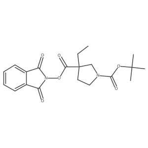 1-tert-butyl 3-(1,3-dioxo-2,3-dihydro-1H-isoindol-2-yl) 3-ethylpyrrolidine-1,3-dicarboxylate结构式