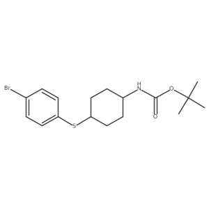 Rel-tert-butyl ((1r,4r)-4-((4-bromophenyl)thio)cyclohexyl)carbamate结构式
