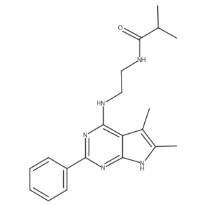 N-[2-[(5,6-dimethyl-2-phenyl-7H-pyrrolo[2,3-d]pyrimidin-4-yl)amino]ethyl]-2-methylpropanamide结构式