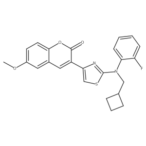 3-{2-[(cyclobutylmethyl)(2-fluorophenyl)amino]-1,3-thiazol-4-yl}-6-methoxy-2H-chromen-2-one Structure