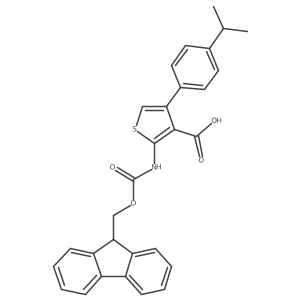 2-({[(9H-fluoren-9-yl)methoxy]carbonyl}amino)-4-[4-(propan-2-yl)phenyl]thiophene-3-carboxylic acid结构式