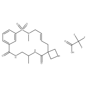 (5'E,11'R)-3',11'-dimethyl-2'lambda6-thia-3',10',13'-triazaspiro[azetidine-3,8'-bicyclo[13.3.1]nonadecane]-1'(18'),5',15'(19'),16'-tetraene-2',2',9',14'-tetrone; trifluoroacetic acid结构式
