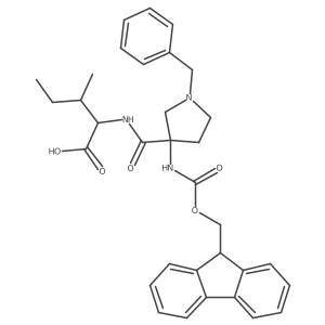 (2S)-2-{[1-benzyl-3-({[(9H-fluoren-9-yl)methoxy]carbonyl}amino)pyrrolidin-3-yl]formamido}-3-methylpentanoic acid结构式